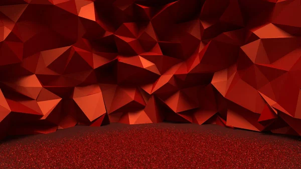 Ρομαντικό Κόκκινο στούντιο φόντο με γεωμετρικά σχήματα και λάμψη — Φωτογραφία Αρχείου
