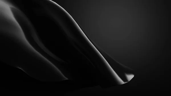Sfondo drappeggio nero. Illustrazione 3d, rendering 3d . — Foto Stock