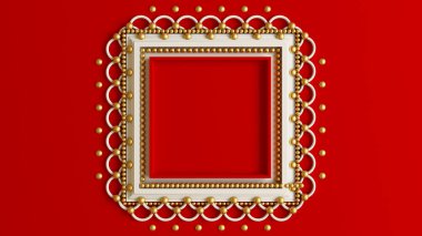 Duvardaki Interio güzel bir çerçeve ile kırmızı arka plan