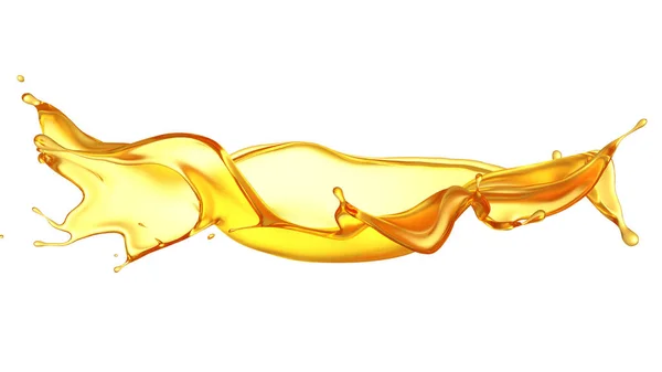 Splash sok pomarańczowy izolowane białe tło. Ilustracja 3D, renderowanie 3D. — Zdjęcie stockowe