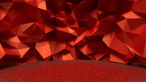 Κόκκινο φόντο, με ένα όμορφο scarlet τρίγωνα και αστράφτει στο εσωτερικό — Φωτογραφία Αρχείου
