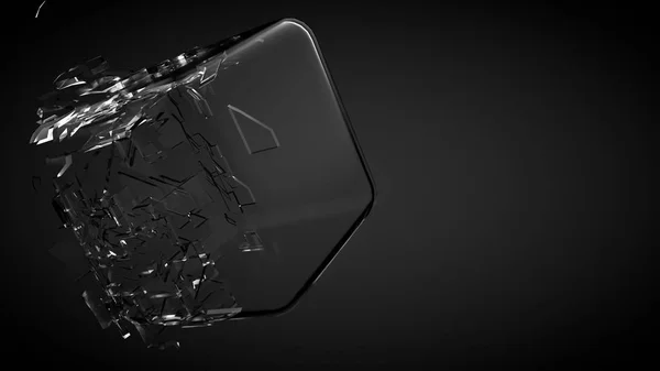 Törött üvegkocka. 3D illusztráció, 3D-s renderelés. — Stock Fotó
