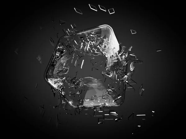 Cubo de cristal roto. Ilustración 3d, representación 3d . — Foto de Stock