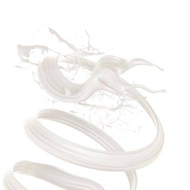 İzole splash süt. 3D Resim, 3d render.