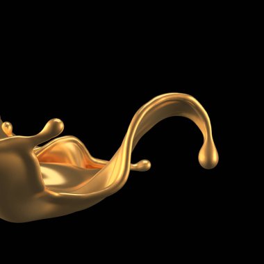 Şatafatlı, güzel altın kaplama. 3d illüstrasyon, 3d canlandırma.