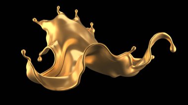 Şatafatlı, güzel altın kaplama. 3d illüstrasyon, 3d canlandırma.