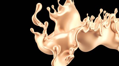 Altın sıçradı. 3d illüstrasyon, 3d canlandırma.