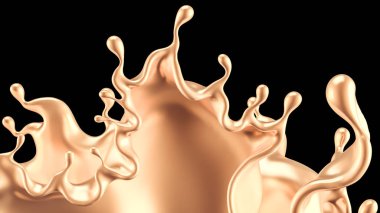 Altın sıçradı. 3d illüstrasyon, 3d canlandırma.