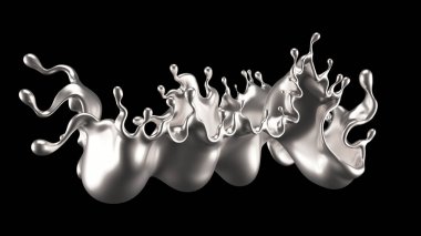 Su gümüşü. 3d illüstrasyon, 3d canlandırma.