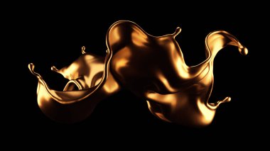 Şatafatlı, güzel altın kaplama. 3d illüstrasyon, 3d canlandırma.