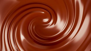 Damla, çikolata akıntısı. 3d illüstrasyon, 3d canlandırma.