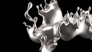 Su gümüşü. 3d illüstrasyon, 3d canlandırma.