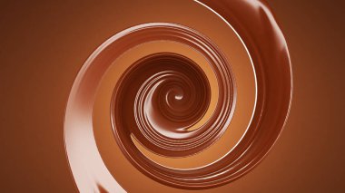 Damla, çikolata akıntısı. 3d illüstrasyon, 3d canlandırma.