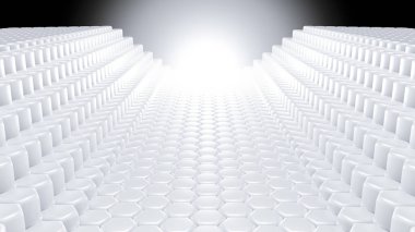 Beyaz altıgen arka plan. 3d illüstrasyon, 3d canlandırma.