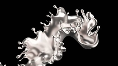 Su gümüşü. 3d illüstrasyon, 3d canlandırma.