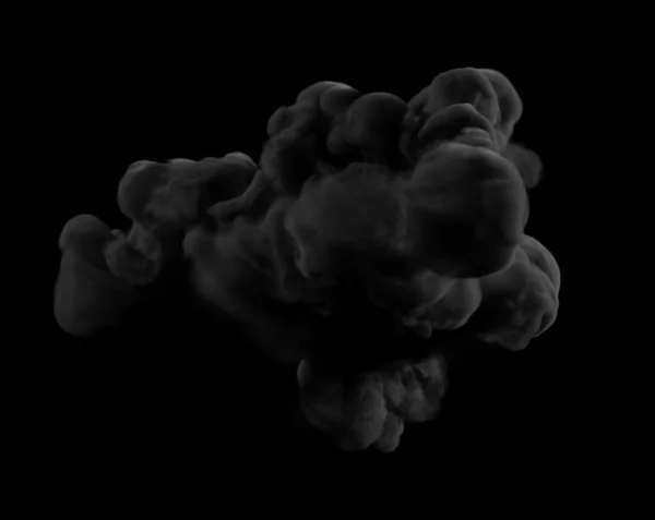 Fumaça preta em um fundo escuro. Ilustração 3d, renderização 3d . — Fotografia de Stock