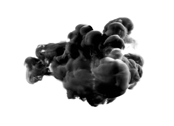 Black gray smoke on a white background. 3d illustration, 3d rend — 스톡 사진