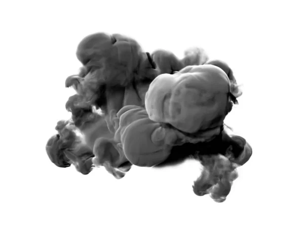 Schwarzer grauer Rauch auf weißem Hintergrund. 3d illustration, 3d rend — Stockfoto