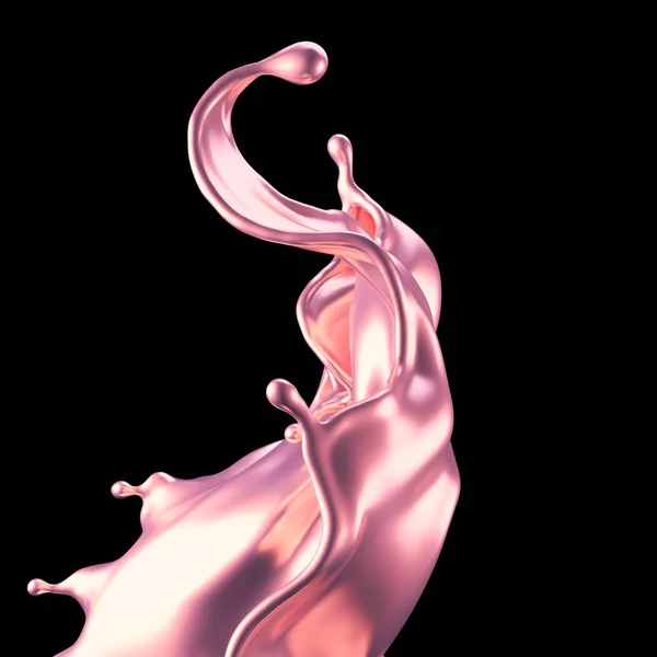 Luxusní krásný cákanec růžového zlata. 3D ilustrace, 3D vykreslení — Stock fotografie