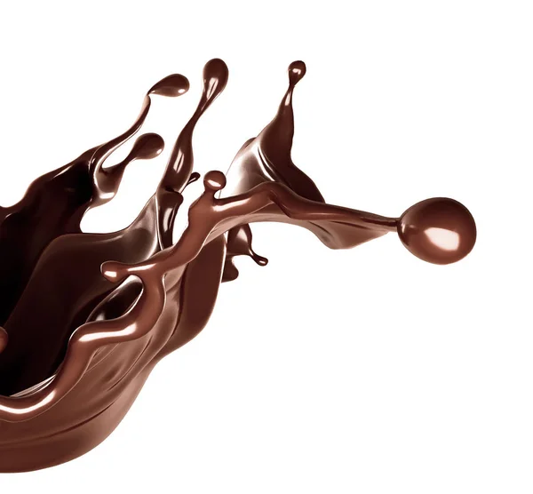 A splash of dark chocolate. 3d illustration, 3d rendering. — Stock Photo, Image