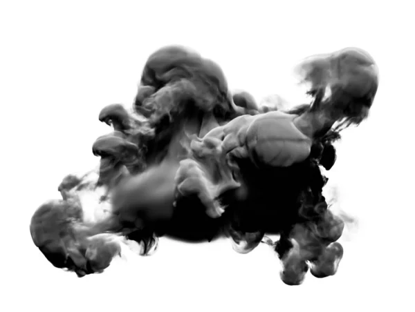 Humo gris negro sobre fondo blanco. ilustración 3d, 3d rend — Foto de Stock