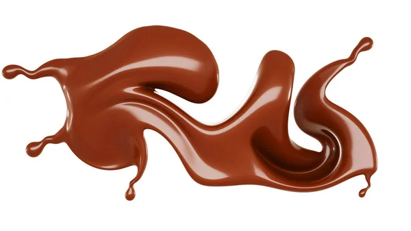 Sebuah percikan cokelat susu. Ilustrasi 3d, render 3d . — Stok Foto
