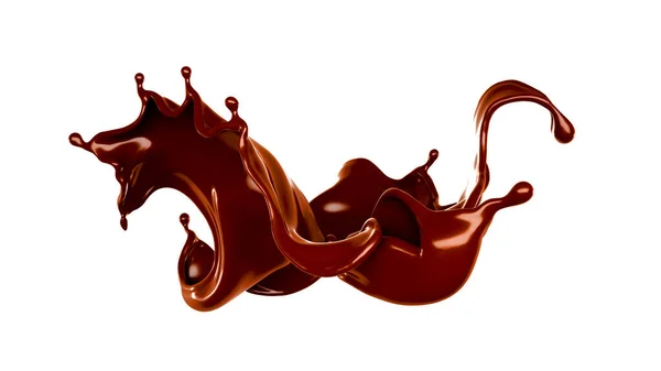 Всплеск тёмного шоколада. 3D иллюстрация, 3D рендеринг . — стоковое фото