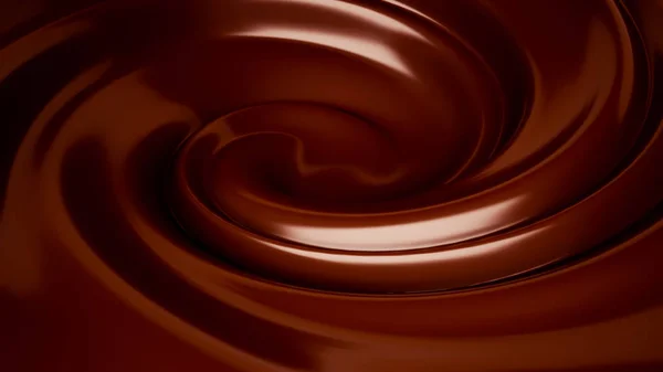 Splash, un flusso di cioccolato. Illustrazione 3d, rendering 3d . — Foto Stock