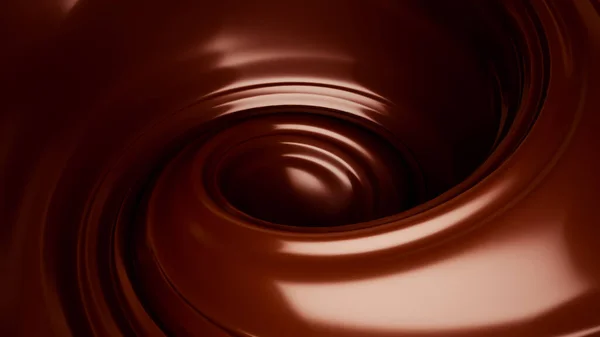 Splash, un flusso di cioccolato. Illustrazione 3d, rendering 3d . — Foto Stock