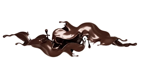 Un goccio di cioccolato fondente. Illustrazione 3d, rendering 3d . — Foto Stock