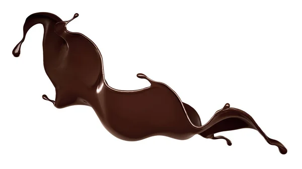 Een scheutje pure chocolade. 3d illustratie, 3d weergave. — Stockfoto