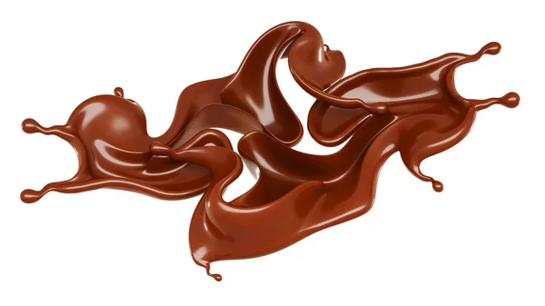 Un goccio di cioccolato al latte. Illustrazione 3d, rendering 3d . — Foto Stock