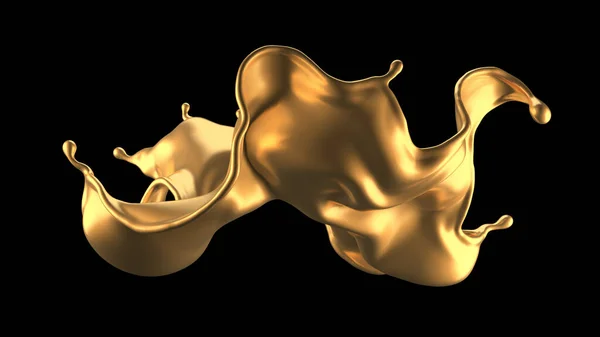 Luxusní krásné zlaté stříkance. 3D ilustrace, 3D vykreslování. — Stock fotografie
