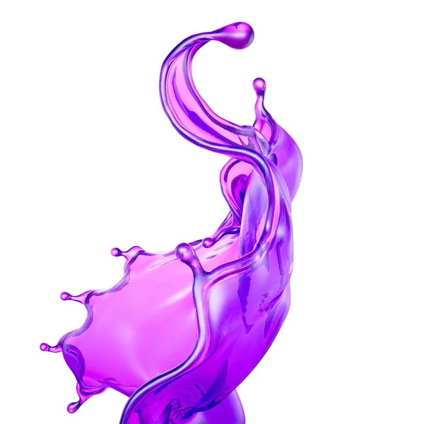 A beautiful magenta splash of liquid. 3d illustration, 3d rendering. — 스톡 사진