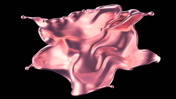 Luxe mooie splash van roze goud. 3d illustratie, 3d weergave — Stockfoto