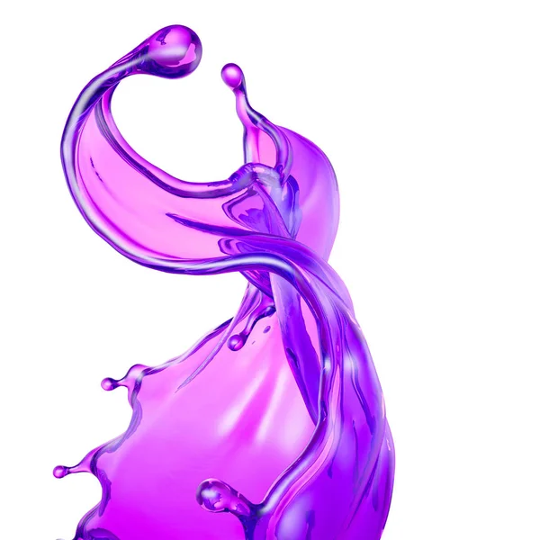 Una bella spruzzata di magenta liquida. Illustrazione 3d, rendering 3d — Foto Stock