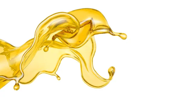 A beautiful yellow splash of oil. 3d illustration, 3d rendering. — ストック写真