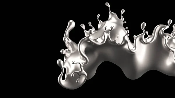 Splash silver. 3d illustration, 3d rendering. — ストック写真