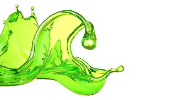 A beautiful green liquid splash. 3d illustration, 3d rendering. — 스톡 사진