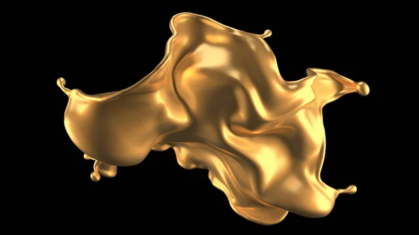 Luxury beautiful gold splash. 3d illustration, 3d rendering. — ストック写真