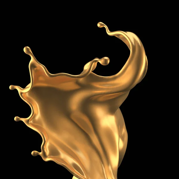 Luxury beautiful gold splash. 3d illustration, 3d rendering. — ストック写真