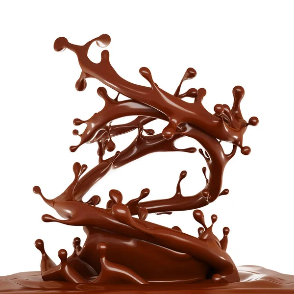Всплеск молочного шоколада. 3D иллюстрация, 3D рендеринг . — стоковое фото