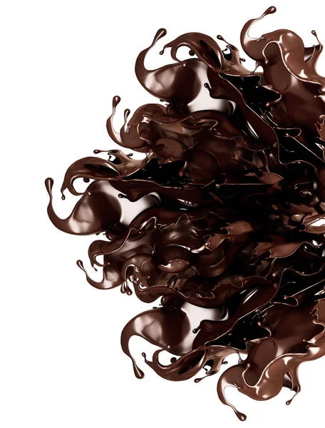 Kawałek ciemnej czekolady. Ilustracja 3D, renderowanie 3D. — Zdjęcie stockowe
