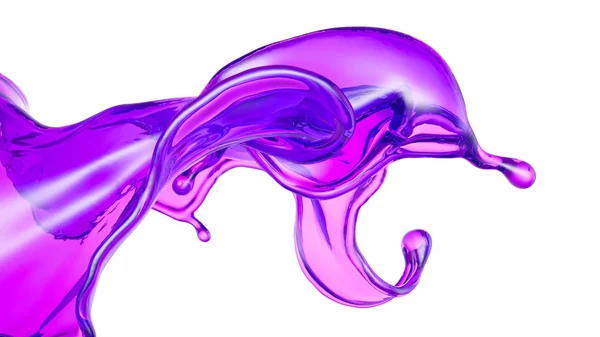 A beautiful magenta splash of liquid. 3d illustration, 3d render — 스톡 사진