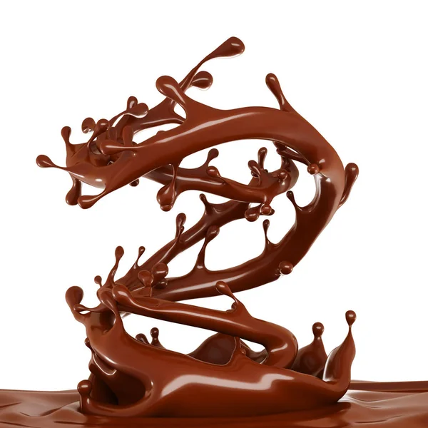 A splash of milk chocolate. 3d illustration, 3d rendering. — ストック写真