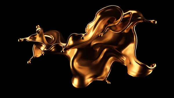 Luksusowy, piękny złoty plusk. Ilustracja 3D, renderowanie 3D. — Zdjęcie stockowe