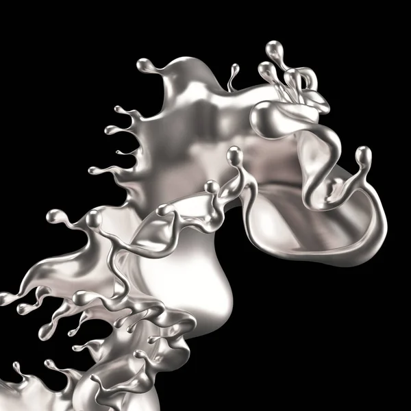 Splash silver. 3d illustration, 3d rendering. — ストック写真