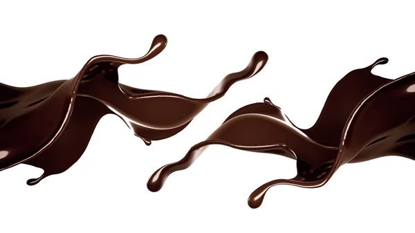 A splash of dark chocolate. 3d illustration, 3d rendering. — Stock Photo, Image