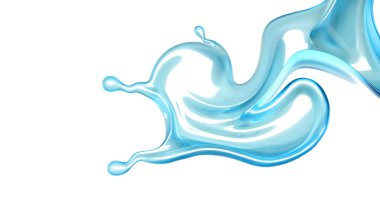 Güzel mavi su sıçraması. 3d illüstrasyon, 3d canlandırma.