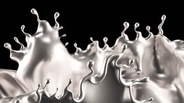 Su gümüşü. 3d illüstrasyon, 3d canlandırma.